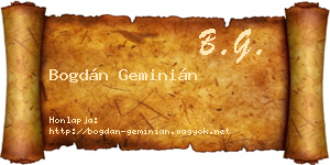 Bogdán Geminián névjegykártya